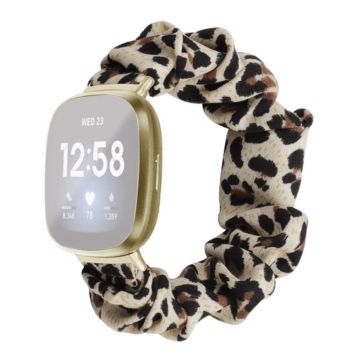 Fitbit Versa / Versa Lite elastisches, stylisches Stoffarmband - Gelber Leopard