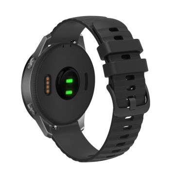 18mm Wave Grain Style Silikonarmband für Garmin Uhren - Schwarz