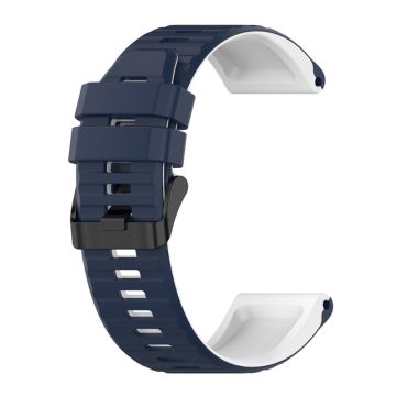 22mm zweifarbiges Silikonarmband für Garmin Uhren - Mitternachtsblau / Weiß