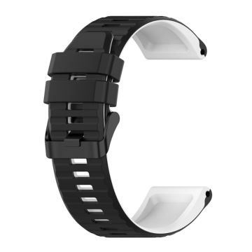 22mm zweifarbiges Silikonarmband für Garmin Uhren - Schwarz / Weiß