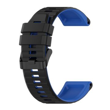 22mm zweifarbiges Silikonarmband für Garmin Uhren - Schwarz / Blau