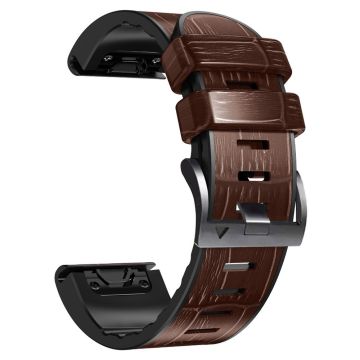 22mm Lederarmband mit Krokodilstruktur für Garmin Uhren - Kaffee