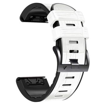 22mm Lederarmband mit Krokodilstruktur für Garmin Uhren - Weiß