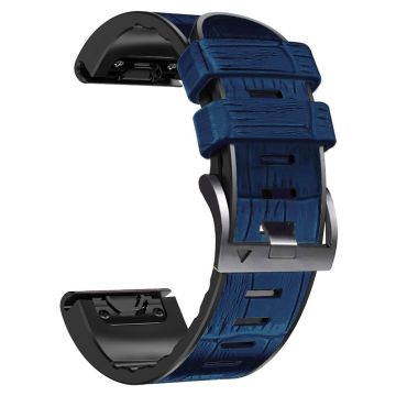 22mm Lederarmband mit Krokodilstruktur für Garmin Uhren - Midnight Blue