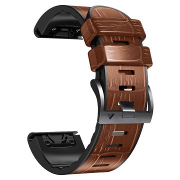 22mm Lederarmband mit Krokodilstruktur für Garmin Uhren - Braun