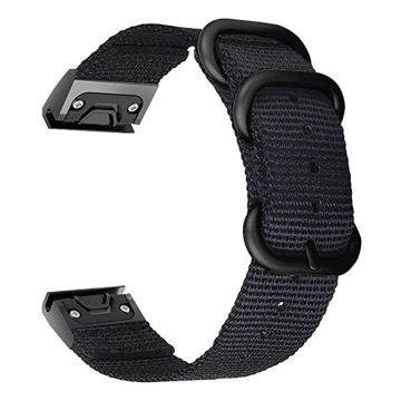 22mm Nylonarmband für Garmin und Coros Uhren - Schwarz