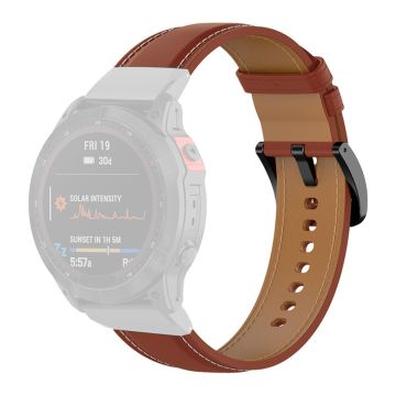 22mm Echtes Lederarmband für Garmin Uhren - Dunkelbraun