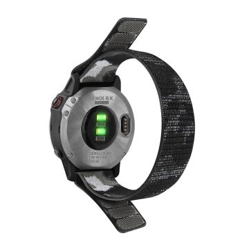 Nylon-Armband für Garmin- und Coros-Uhren - Camouflage Grau