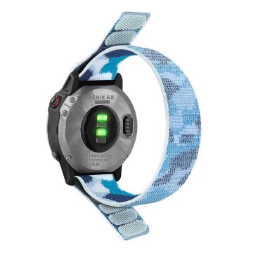 Nylon-Armband für Garmin- und Coros-Uhren - Camouflage Blau