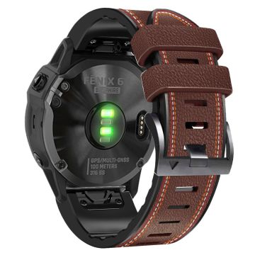 22mm dreifarbiges Leder mit Silikonarmband für Garmin- und Coros-Uhren - Coffee