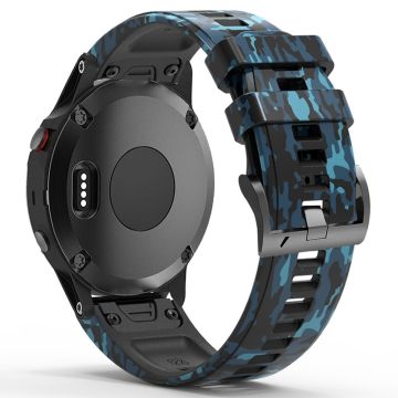 22mm Silikonarmband für Garmin und Coros Uhren - Camouflage Blau