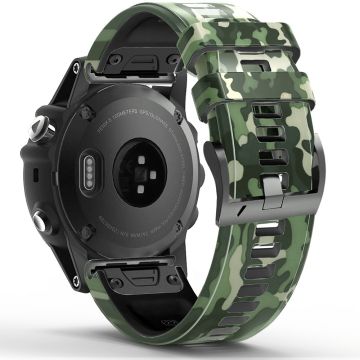 22mm Silikonarmband für Garmin und Coros Uhren - Camouflage Grün