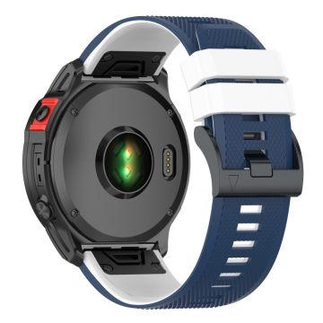 22mm zweifarbiges Silikonarmband für Garmin und Coros Uhren - Blau / Weiß