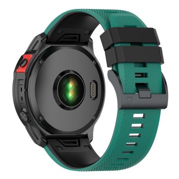 22mm zweifarbiges Silikonarmband für Garmin und Coros Uhren - Cyan / Schwarz