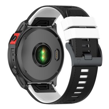 22mm zweifarbiges Silikonarmband für Garmin und Coros Uhren - Schwarz / Weiß