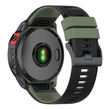 22mm zweifarbiges Silikonarmband für Garmin und Coros Uhren - Blackish Green / Black