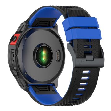 22mm zweifarbiges Silikonarmband für Garmin und Coros Uhren - Schwarz / Blau