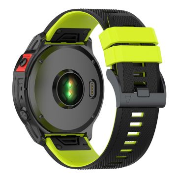 22mm zweifarbiges Silikonarmband für Garmin und Coros Uhren - Schwarz / Lime