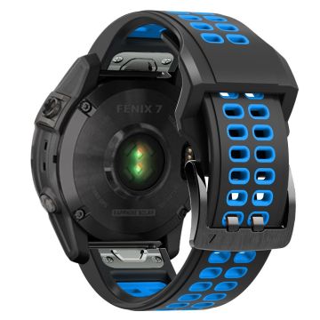 Garmin Fenix 7 zweifarbiges Silikonarmband - Schwarz / Blau