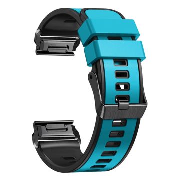 Zweifarbiges Silikonarmband für Garmin Watch und Coros Vertix - Himmelblau / Schwarz