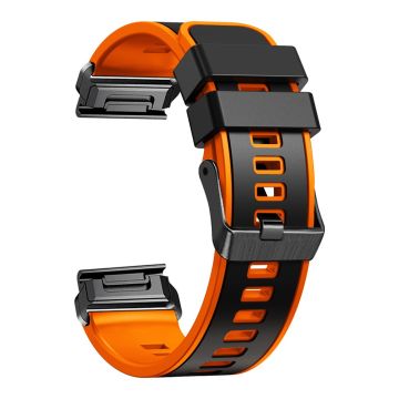 Zweifarbiges Silikonarmband für Garmin Watch und Coros Vertix - Schwarz / Orange