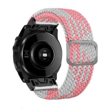 22mm Nylonband für Garmin Uhr mit Schnalle - Pink / Weiß