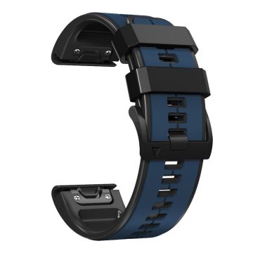 22mm zweifarbiges Silikonarmband für Garmin und Coros Uhren - Dunkelblau / Schwarz