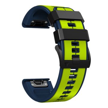 22mm zweifarbiges Silikonarmband für Garmin und Coros Uhren - Lime / Blau