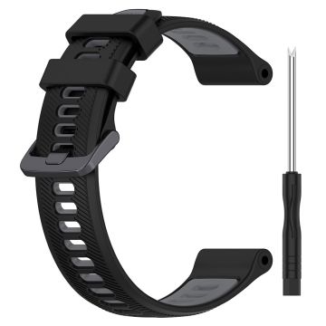 22mm Garmin / Coros / Amazfit zweifarbiges Silikonarmband - Schwarz / Grau