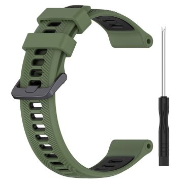 22mm Garmin / Coros / Amazfit zweifarbiges Silikonarmband - Army Green / Schwarz