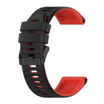 22mm zweifarbiges Silikonarmband für Garmin Uhren - Schwarz / Rot