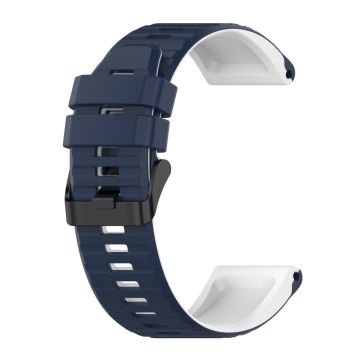 22mm zweifarbiges Silikonarmband für Garmin Uhren - Mitternachtsblau / Weiß