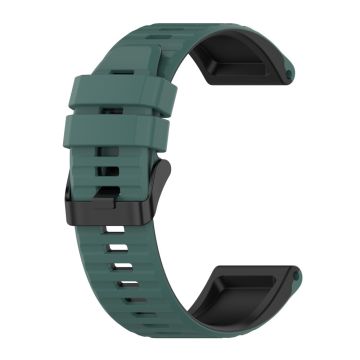 22mm zweifarbiges Silikonarmband für Garmin Uhren - Olivgrün / Schwarz