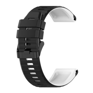 22mm zweifarbiges Silikonarmband für Garmin Uhren - Schwarz / Weiß