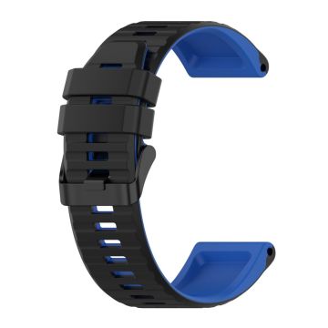 22mm zweifarbiges Silikonarmband für Garmin Uhren - Schwarz / Blau