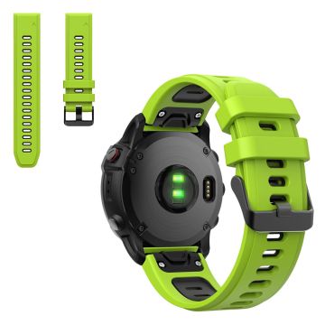 Zweifarbig Silicoone Uhrenarmband für Garmin Watch - Limette / Schwarz