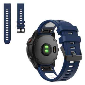 Zweifarbig Silicoone Uhrenarmband für Garmin Watch - Mitternachtsblau / Weiß