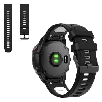 Zweifarbig Silicoone Uhrenarmband für Garmin Watch - Schwarz / Weiß