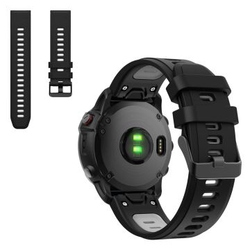 Zweifarbig Silicoone Uhrenarmband für Garmin Watch - Schwarz / Grau