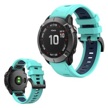 Zweifarbig Silikon Uhrenarmband für Garmin Geräte - Mintgrün / Mitternachtsblau