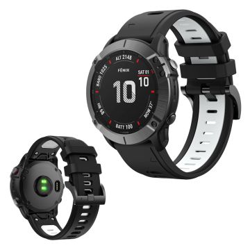 Zweifarbig Silikon Uhrenarmband für Garmin Geräte - Schwarz / Weiß