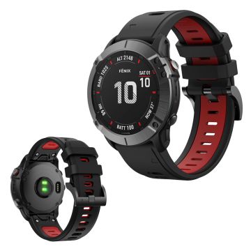 Zweifarbig Silikon Uhrenarmband für Garmin Geräte - Schwarz / Rot