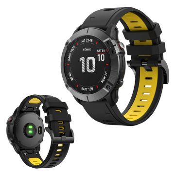 Zweifarbig Silikon Uhrenarmband für Garmin Geräte - Schwarz / Gelb