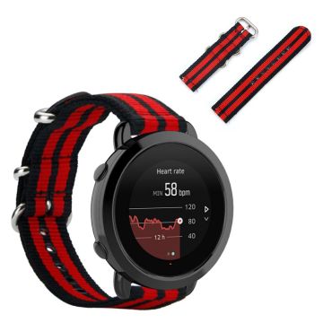 Suunto 3 Nylon Uhrenarmband - Schwarz / Rot / Schwarz / Rot / Schwarz