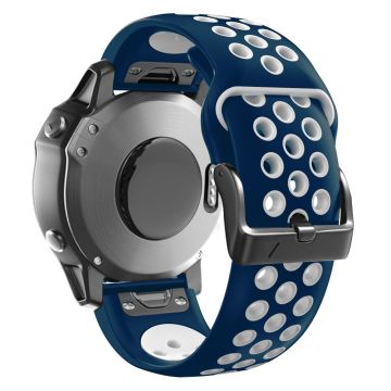 22mm zweifarbiges Silikonarmband für Garmin und Coros Uhren - Schwarz / Blau