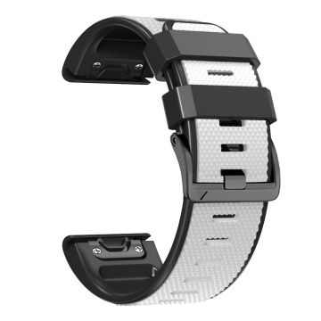 22mm zweifarbiges Silikonarmband im Rautenstil für Amazfit / Garmin / Coros Uhr - Weiß+Schwarz