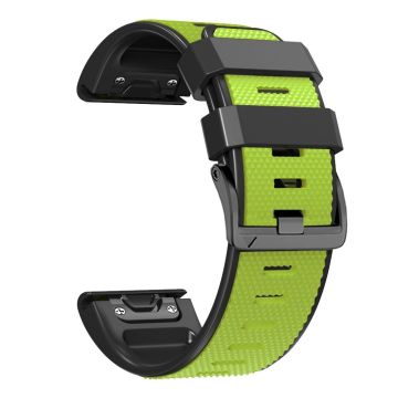 22mm zweifarbiges Silikonarmband im Rautenstil für Amazfit / Garmin / Coros Uhr - Lime+Black