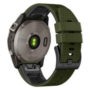 22mm zweifarbiges Silikonarmband im Wabenstil für Amazfit / Garmin / Coros Uhr - Army Green+Black